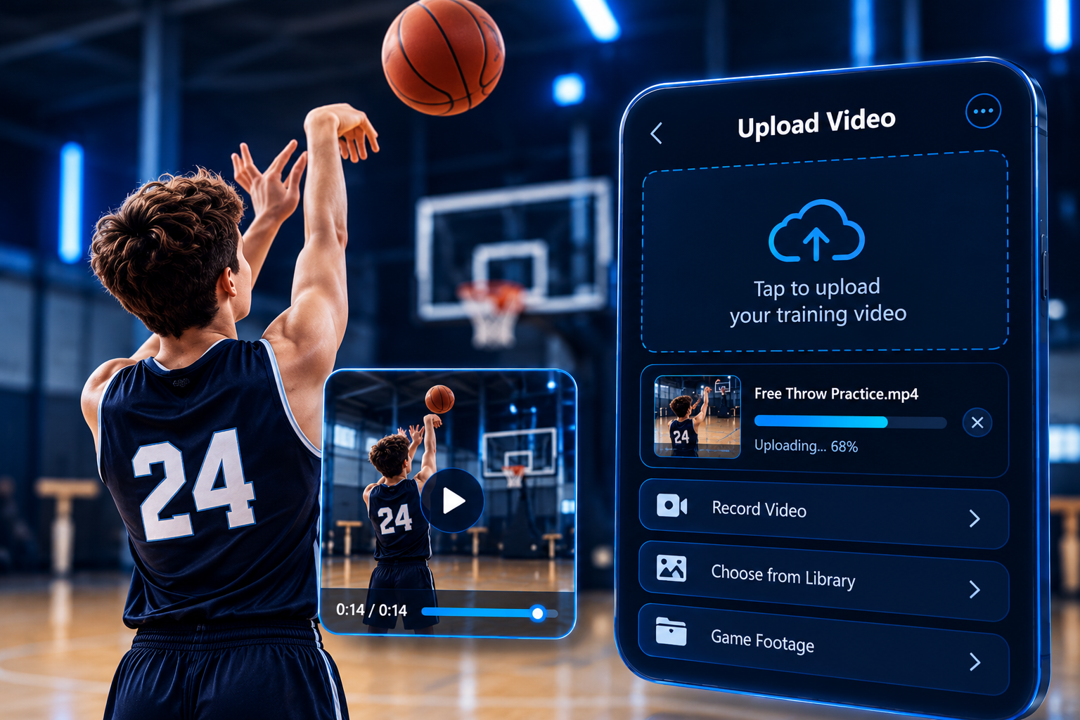An athlete uploading training footage to send to their coach